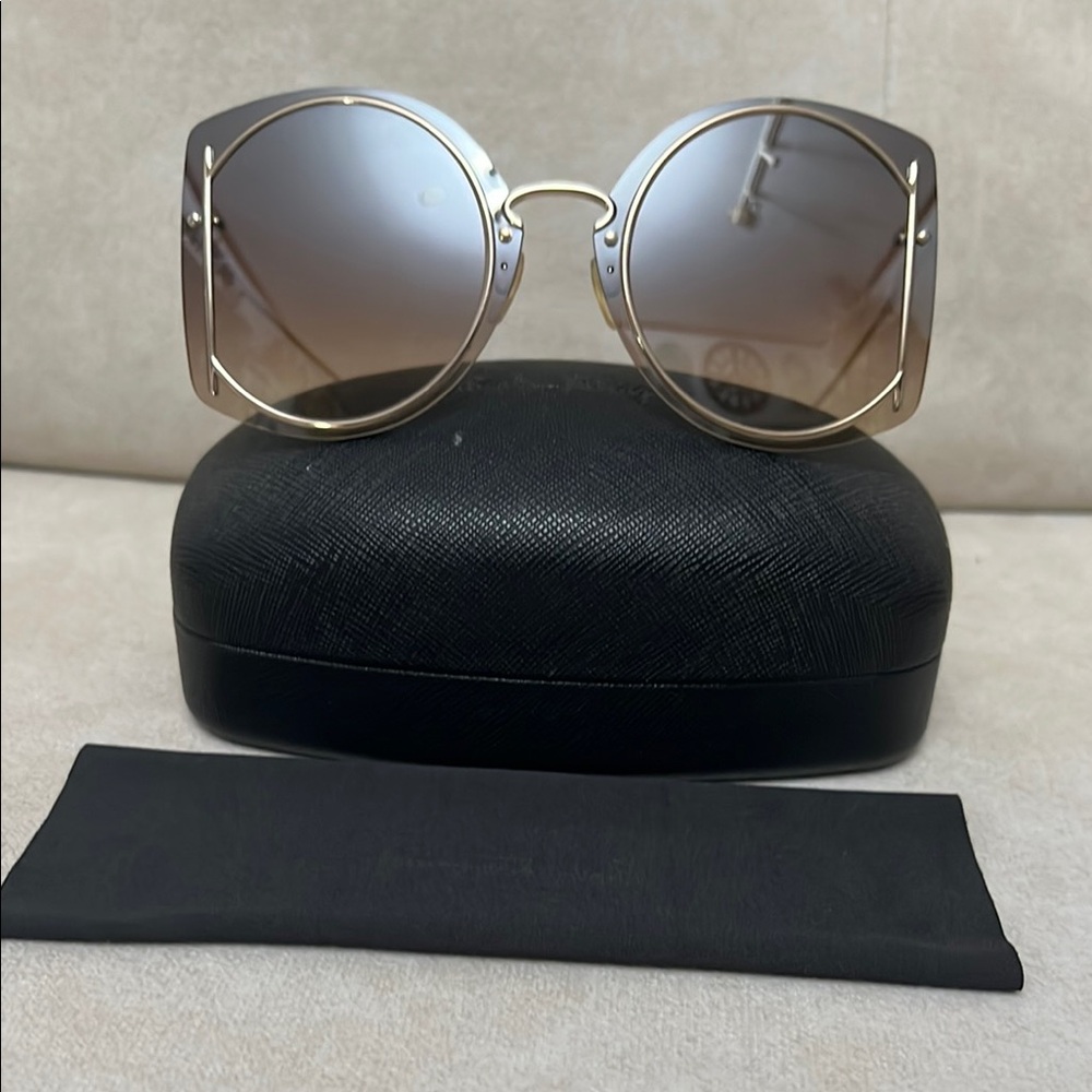 Salvatore Ferragamo Gold and Black Oversized Sunglasses